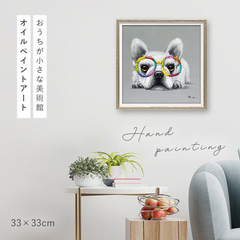 アート 絵画 壁掛け 油絵 33X33cm オイルペイント カラフルグラス.|s1